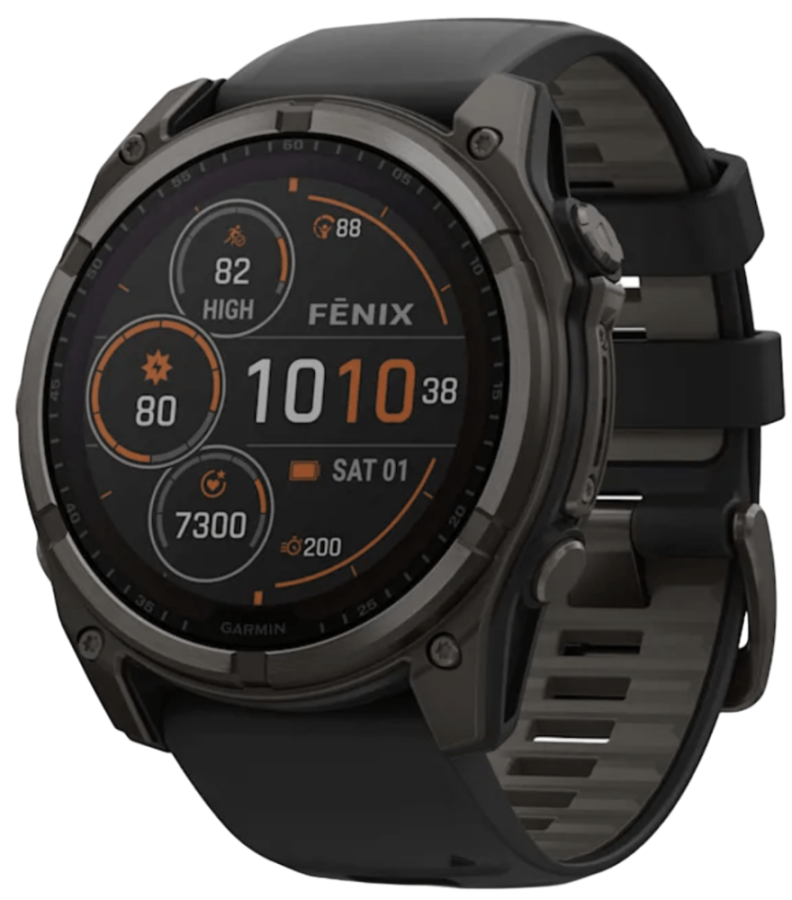 Garmin Fenix 8 Solar Sapphire DLC 51мм Темно-серые с черным ремешком