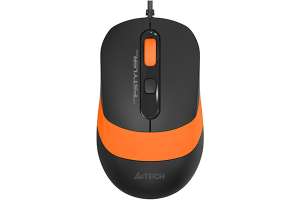A4Tech Мышь проводная Fstyler FM10, 1600dpi, оптическая светодиодная, USB, черный/оранжевый