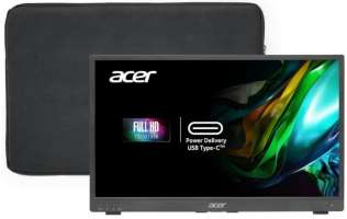 Acer Монитор 17,3" PM181QAbmiux UM.BP1CD.A01 1920x1080,16:9, IPS, 250cd, 7ms, 60Hz, MiniHDMI, Type-C, SPK, Audio Out, Speakers 0.5Wx2, ZeroFrame, Blac