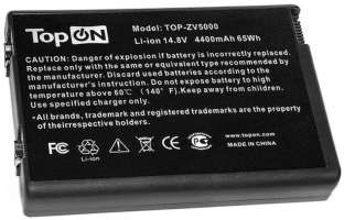 Аккумулятор для ноутбука HP TopOn TOP-ZV5000 для моделей Pavilion ZD8000, ZX6000, NX10, Presario R3000 14.8V 4400mAh 65Wh. PN: 346970-001, HSTNN-DB03