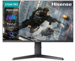 Hisense Монитор 27" 27G6K-PRO 2560x1440 LED, 16:9, IPS, 320cd, 1000:1, 1ms, 178/178, DP, HDMI, audio, 240Hz, tilt, HAS, VESA, black