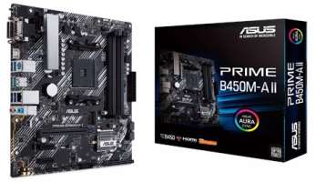 Материнская плата mATX ASUS PRIME B450M-A II (AM4,AMD B450,4*DDR4(3200),6*SATA 6G RAID,M.2,3*PCI-E,7.1CH,GLan,6*USB 3.1,D-Sub/DVI/HDMI) RTL