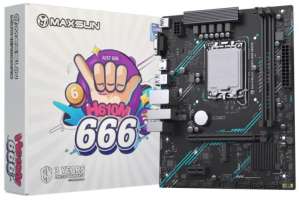 MAXSUN Материнская плата mATX MS-H610M 666 WIFI6 (LGA1700, H610, 2*DDR4 (3200), VGA, HDMI, 4*SATA, M.2, PCIe, 3*USB2.0, 2*USB 3.2, WiFi, BT) RTL