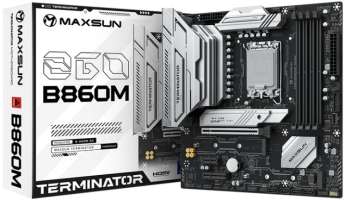 MAXSUN Материнская плата mATX MS-Terminator B860M (LGA1851, B860, 4*DDR5, 4*SATA, 3*M.2, USB 3.2, USB 2.0, USB Type-C, PCIe, HDMI, DP)