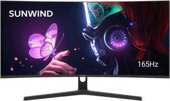 Монитор 34" SUNWIND SM-34QV401 SM34VG01 черный VA LED 6ms 21:9 HDMI матовая 300cd 178гр/178гр 3440x1440 165Hz G-Sync DP WQ