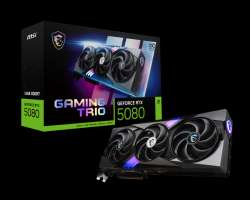 MSI NVIDIA GeForce RTX 5080 16G GAMING TRIO OC, 16Gb 256 бит, PCI-E, HDMI, 3DP, Retail (RTX 5080 GAMING TRIO OC)