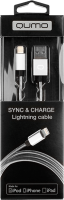 Qumo USB А-Lightning MFI 1м оплетка металл Silver (21715)
