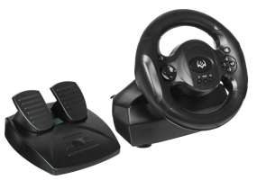 Sven Руль GC-W300 SV-017934 педали, вибро, лепестки, D-pad, 10 кл, резин. вставки, PC, цифр