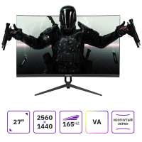 TESLA Монитор 27" Q2722DFG VA, изогнутый, 2560x1440 (16:9), 300кд/м2, 165 Гц, 2 мс, HDMI, DisplayPort, черный