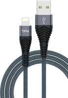 TFN USB-A-Lightning оплетка текстиль Grey (CFZLIGUSB1MGR)